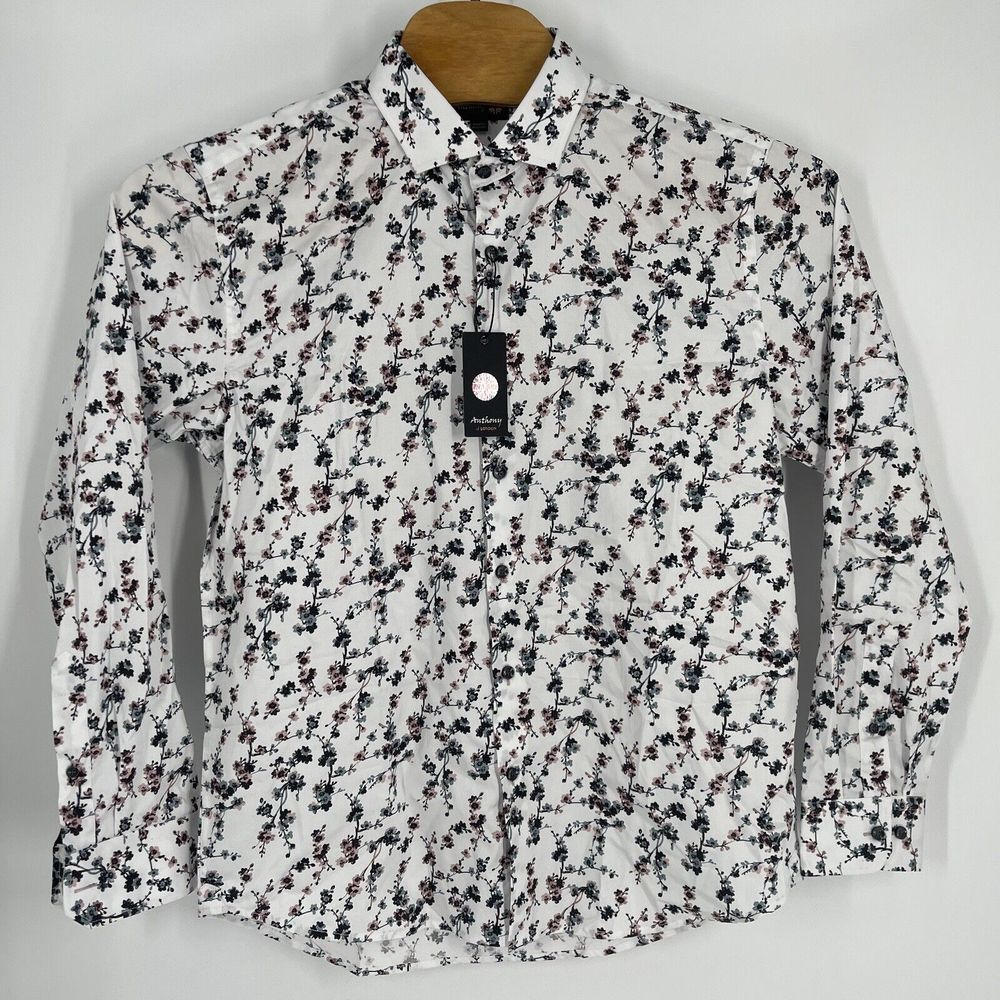 NWT Anthony Of London Men's Size Large shirt button up  Long‎ sleeve floral